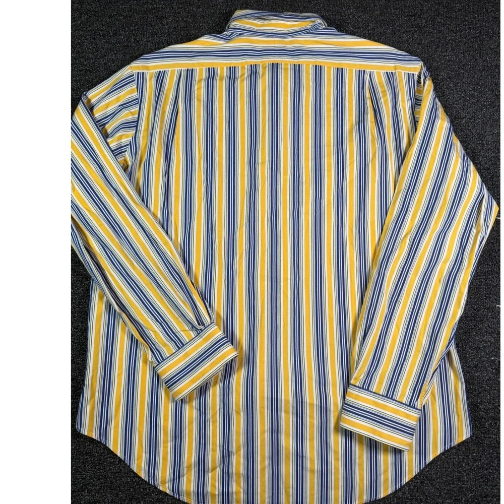 Polo Ralph Lauren Stanton Classic Fit Shirt Mens XL Yellow Blue Striped Long Slv